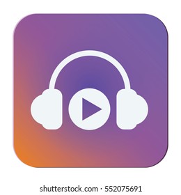 headset music flat icon vector