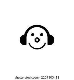 Ilustración de diseño de logotipo de música de auriculares