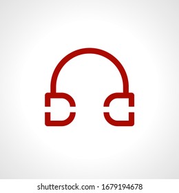 icono rojo del reproductor de música de auriculares