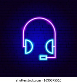 Headset Neon Sign. Vector Illustration of Business Promotion.