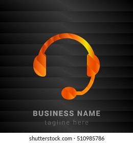 Headset Orange, Yellow and Black silk fashion premium icon / Logo