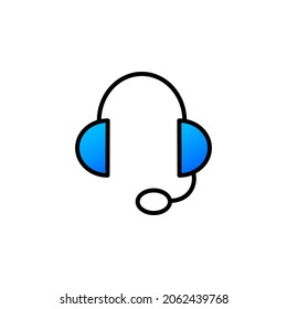 Headset With Outline Colour Icon Vector Illustration
