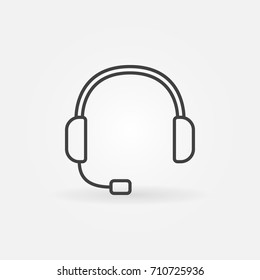 Headset outline icon - vector customer service concept symbol or design element in thin line style