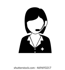 headset person call operator reception assistant support hospital health communication service vector isolated  illustration