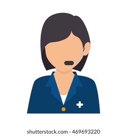 headset person call operator reception assistant support hospital health communication service vector isolated  illustration