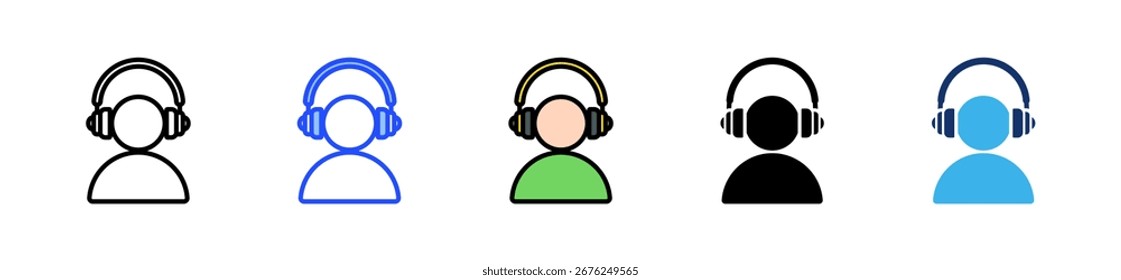 Headset Profile Icon Collection With Multiple Styles
