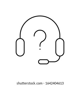 Headset  with  question mark, SEO icon. Simple line, outline vector elements of commerce icons for ui and ux, website or mobile application