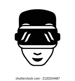 Auricular, realidad, virtual, icono vr. Gráficos vectoriales negros.