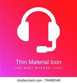 Headset red and pink gradient material white icon minimal design