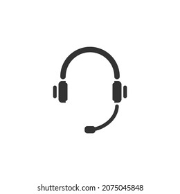 Headset related vector glyph icon. Support service icon, hotline customer advice, call center help. Live chat. Online web support system. Vector illustration isolated on white background