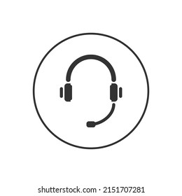 Headset related vector glyph icon. Support service icon, hotline customer advice, call center help. Live chat. Online web support system. Vector illustration isolated on white background