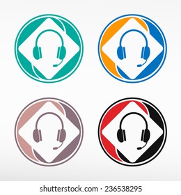 Headset - round color set. Web icon element.