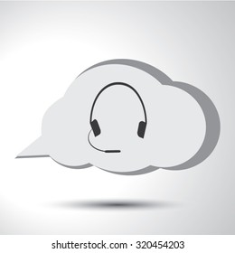 Headset sign flat icon