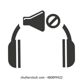 headset silhouette with audio icon vector illustration design