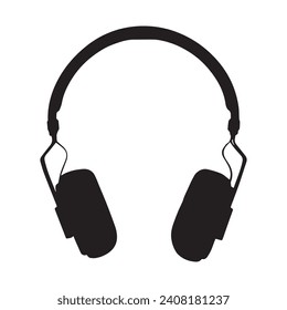 headset silhouette vector isolated black on white background