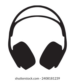 Headset-Silhouette, Vektorgrafik einzeln auf schwarz-weißem Hintergrund