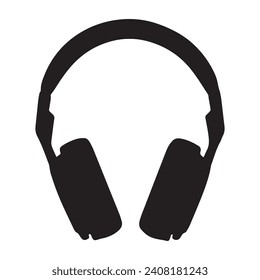 vector de silueta de auriculares aislado negro sobre fondo blanco