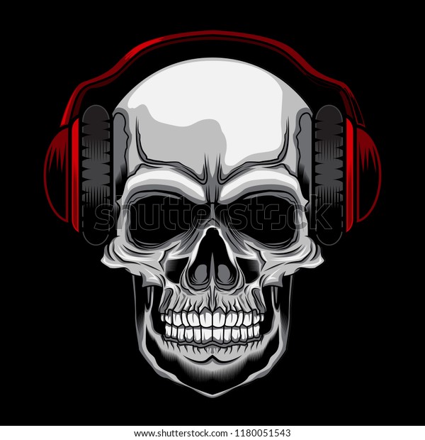 Headset Skull Vector Illustration On Dark Stock Vector (Royalty Free ...