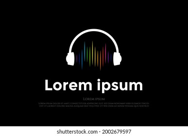 Headset with Sound Waveform for Podcast Dj Music Logo Design Vector