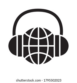 headset with sphere browser call center service silhouette style icon vector illustration design