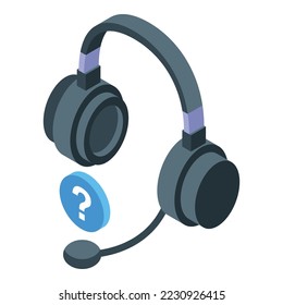 Headset support call icon isometric vector. Customer service. Online help