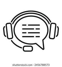 Headset Support Chat Online-Symbol Gliederung Vektorgrafik. Hilfe kontaktieren. Arbeitssprache