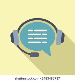 Headset Support Chat Online-Symbol flache Vektorgrafik. Hilfe kontaktieren. Arbeitssprache