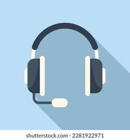 Headset support icon flat vector. Office service. Help phone