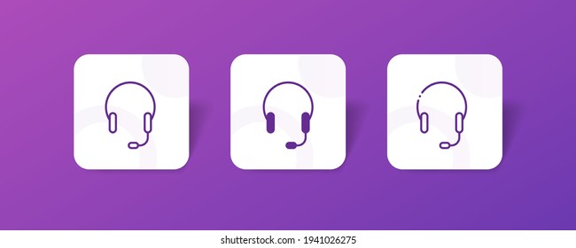 soporte de auriculares servicio píxel conjunto de iconos perfecto en línea, sólido, glifo, estilo de gradiente 3d