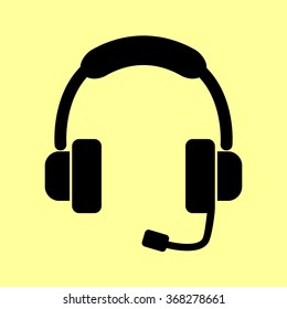 Headset. Support sign. Flat style icon vector illustration.