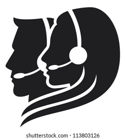 headset symbol (call center icon, support phone operators)