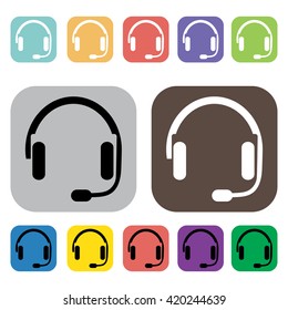 Headset symbol icons set.Vector illustration