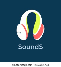 Headset Symbol Logo Vector in Catchy color with Navy Blue background Simple and Easy, Ready to use