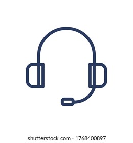 Icono de línea delgada de cabecera. Equipo de ayuda, consultor, señal de contorno aislado de altavoces. Tecnología, centro de contacto, concepto de línea directa. Elemento de símbolo de ilustración vectorial para diseño web y aplicaciones