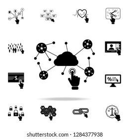 Headset touching cloud networking on touch screen icon. Detailed set of digital touch icons. Premium graphic design. One of the collection icons for websites, web design