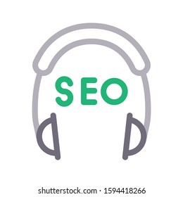 headset vector color line icon 