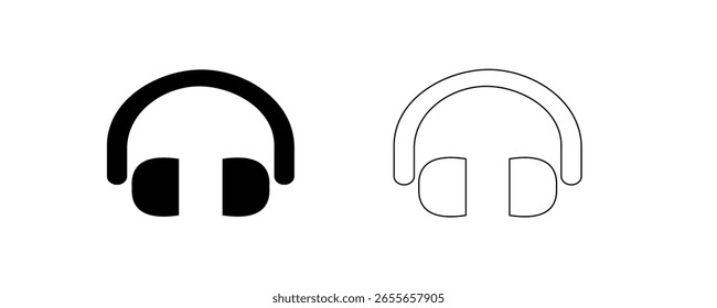 Headset, Vektorsymbol. Mit Kopfhörer gefülltes flaches Schild, DJ-Minimalsymbol, Kopfhörer-Silhouette, drahtloses Kopfhörer-Piktogramm, mit Ohrhörer gefülltes Symbol