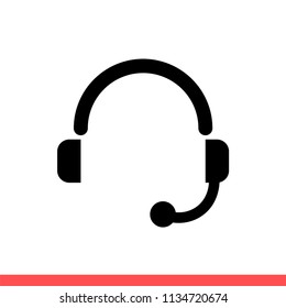 Headset vector icon, headphones symbol. Simple, flat design for web or mobile app