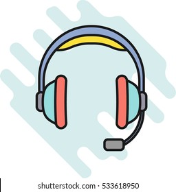 headset vector illustration. earphone modern design flat style