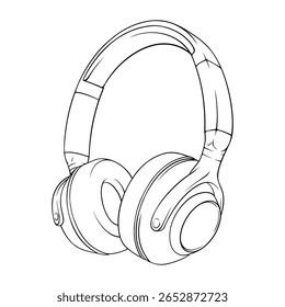headset vector line art hand drawn illustration