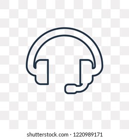Headset vector outline icon isolated on transparent background, high quality linear Headset transparency concept can be used web and mobile