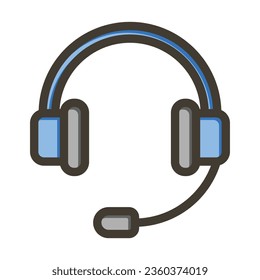 Headset Vector Thick Line Filled Colors Icon For Personal And Commercial Use.
