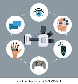 headset vr device technology smart icons