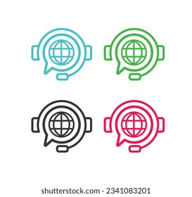 headset, web and chatting icon set .