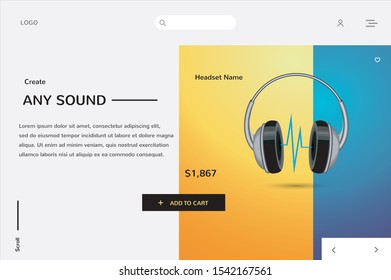 Headset web design template for eCommerce website,flexible design.vector(Eps-10) 