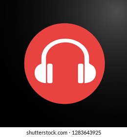headset, web icon or user interface button, vector.
