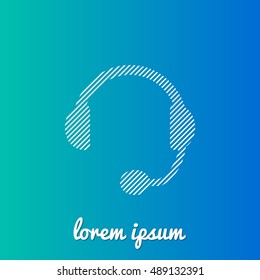 Headset White stroke fill with blue & green gradient background Icon / Logo Design