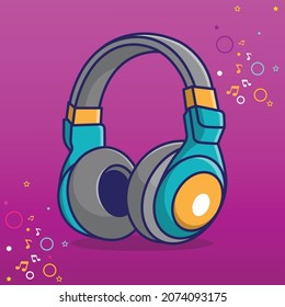 Headset. Wireless headset illustrator design. Headphone logo or icon. Vector art or sticker design. Hand drown headset. Digital art. Music and audio equipment.