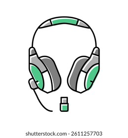 headset wireless video game color icon vector. headset wireless video game sign. isolated symbol illustration