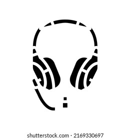 vector de icono de glifo de videojuegos inalámbricos con auriculares con micrófono. señal de videojuego inalámbrico con auriculares con micrófono. ilustración de símbolo aislado